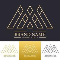 Simple abstract letter A V M W or I gold logo design in gold color with pillar concept and line style vector