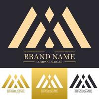 Simple golden abstract logo design illustration with pillar concept or letter A vector