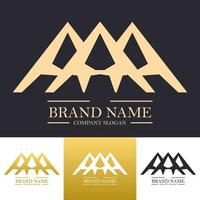 Simple triple letters A in gold color with mountains concept and strong geometry shape vector