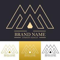 Simple abstract letter AAA W or M gold logo design with lineart style concept vector