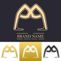 Simple golden abstract A logo design illustration vector