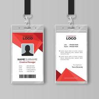 Modern ID Card Template with Abstract Red Geometric Style vector
