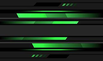 Abstract green neon light line geometric cyber on grey black circuit design modern futuristic technology background vector
