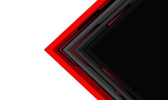 resumen rojo gris negro flecha circuito cyber línea geométrica en blanco diseño ultramoderno tecnología futurista vector de fondo