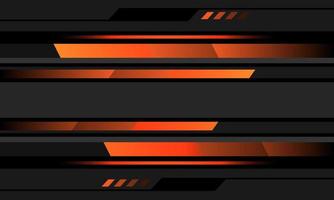 Abstract orange neon light line geometric cyber on grey black circuit design modern futuristic technology background vector