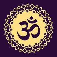 Om Hindu spiritual Symbol with Flower Mandala vector