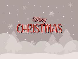 Gray background with Merry Christmas wish, with snow, snowdrifts and Christmas trees vector