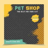 Pet shop, the best for your cat web banner post template design vector