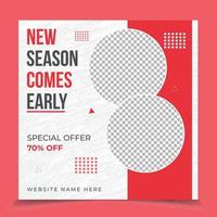 New season comes early social media post template, fashion sale offer, promo discount web banner template vector