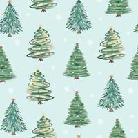 Christmas tree and snowflake seamless pattern vector