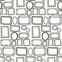 A pattern of doodle-style frames. Black outline on a white background. Suitable for printing on paper and textiles. Repeating frames. Gift wrapping. Stylish print. vector