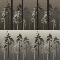 Geometric seamless background of gradient green rows of diamonds with fir tree silhouettes. Forest in the mist vector