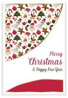 Christmas greeting card template with pattern decoration and merry christmas and happy new year text vector