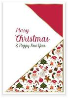 Christmas greeting card design with triangle pattern and merry christmas and happy new year text vector