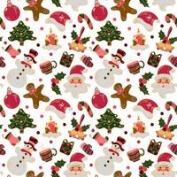 Christmas seamless pattern with firtree decorations on white background vector