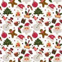 Christmas seamless pattern with firtree decorations on white background vector