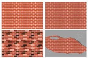 Red brick wall seamless Vector illustration background - texture pattern live pattern with 3 different color