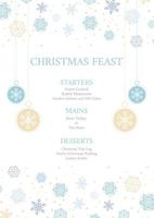 Christmas menu with snowflakes and baubles design vector