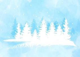 Hand painted winter tree watercolour landscape vector