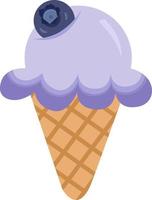 Delicious blueberry ice cream cone vector