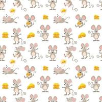 Seamless pattern background of cute mouse and cheese vector