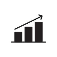 Growth arrow chart, bar graph, flat icon isolated on white background, design vector illustration. A graphic symbol of a statistical increase, stock, revenue, or sales data, for an app or website.