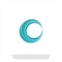 Abstract Initial Letter C or O Logo. Blue Circular Rounded Line Infinity Style isolated on Blue Background. Usable for Business and Technology Logos. Flat Vector Logo Design Template Element.