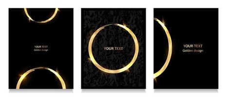 Luxurious design with shiny gold on a black background. Premium background for business card, invitation, cover or packaging of your brand. Gold and black color. Vector illustration.