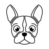 arte de línea en blanco y negro de cabeza de bulldog francés buen uso para símbolo mascota icono avatar tatuaje camiseta diseño logotipo o cualquier diseño vector