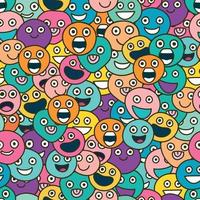 seamless, endless pattern in the style of the nineties. cute faces with different emotions. vector