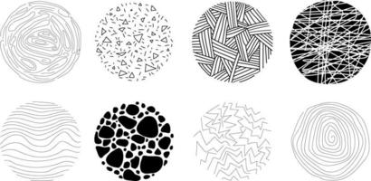 Set of round abstract hand drawn textures vector