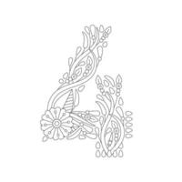 Number Coloring Pages with Floral Style vector