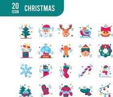 Christmas elements - flat web icon set. Flat collection. Simple vector illustration.