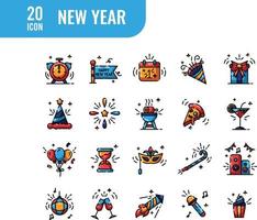 New Year elements - lineal color web icon set. Lineal color collection. Simple vector illustration.