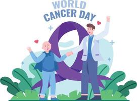día mundial del cáncer con estilo de ilustración plana vector