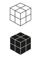 Black And White Cube Toy Icon Flat Design Vector