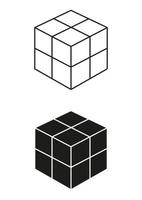 Black And White Cube Toy Icon Flat Design Vector