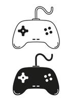 vector de diseño plano de icono de controlador de juego en blanco y negro