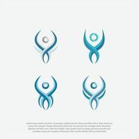 Logo set design abstract people vector template. Illustration design of logotype business relaxation symbol. Vector happy man web icon.