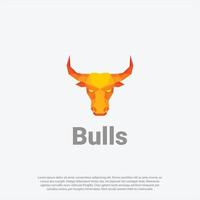 Vector polygonal triangular illustration of bulls or cow animal head. Origami style outline geometric cow logo design