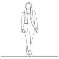 Continuous Line Drawing Business Woman Vector Line Art Illustration