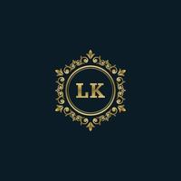 logotipo de letra lk con plantilla de oro de lujo. plantilla de vector de logotipo de elegancia.