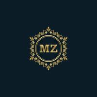logotipo de letra mz con plantilla de oro de lujo. plantilla de vector de logotipo de elegancia.