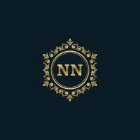 logotipo de la letra nn con plantilla de oro de lujo. plantilla de vector de logotipo de elegancia.