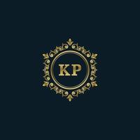 logotipo de la letra kp con plantilla de oro de lujo. plantilla de vector de logotipo de elegancia.