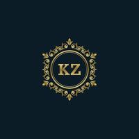 logotipo de la letra kz con plantilla de oro de lujo. plantilla de vector de logotipo de elegancia.