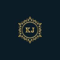 logotipo de la letra kj con plantilla de oro de lujo. plantilla de vector de logotipo de elegancia.