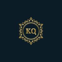 logotipo de la letra kq con plantilla de oro de lujo. plantilla de vector de logotipo de elegancia.