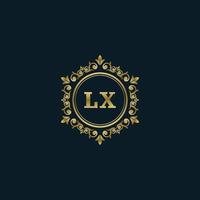 logotipo de letra lx con plantilla de oro de lujo. plantilla de vector de logotipo de elegancia.