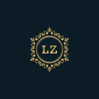logotipo de letra lz con plantilla de oro de lujo. plantilla de vector de logotipo de elegancia.